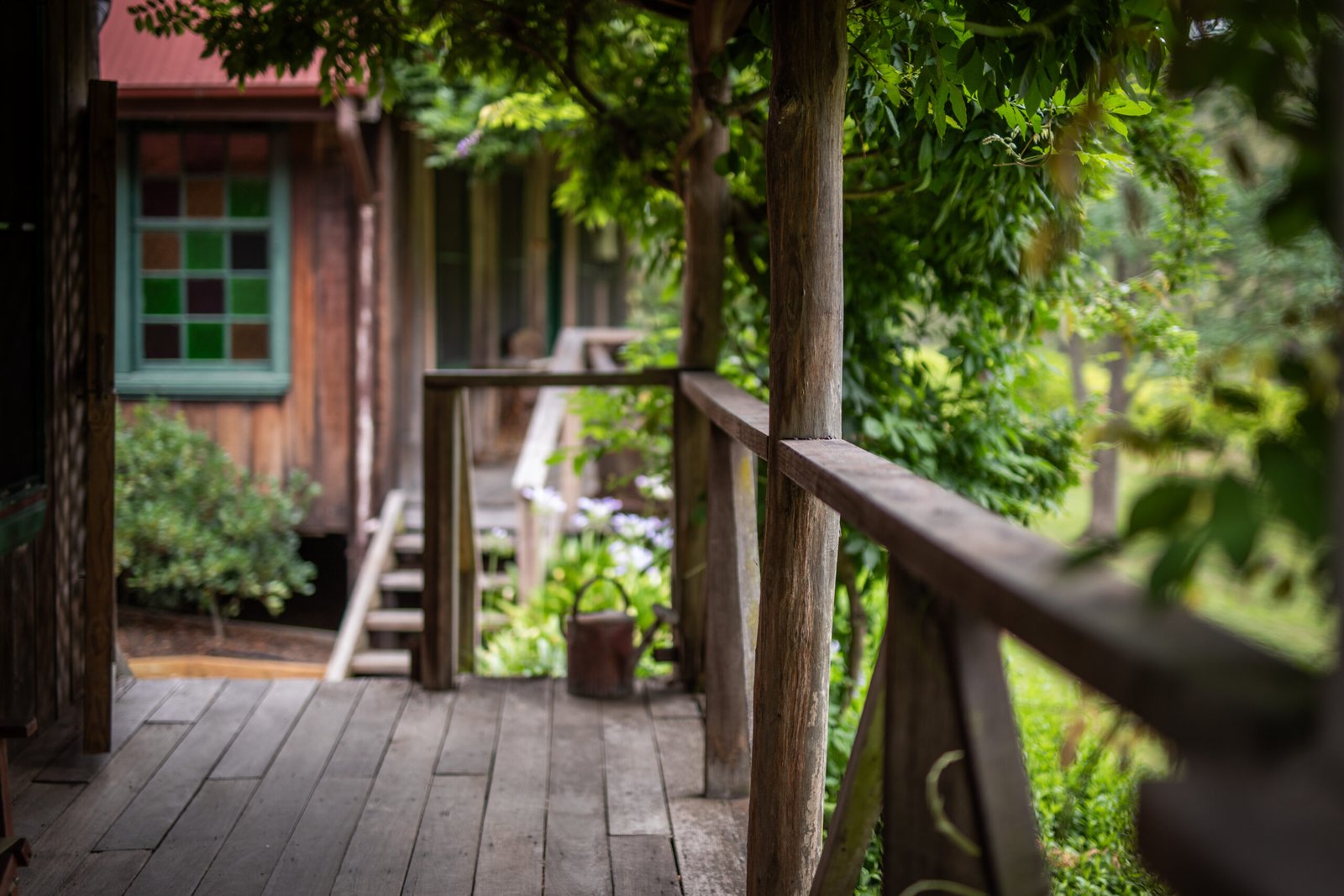 Rustic wooden porch